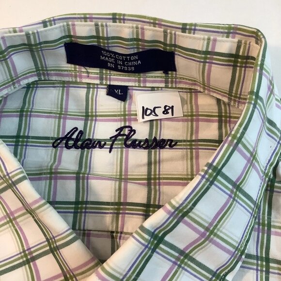 Alan Flusser Plaid Shirt Men's Size XL Long Sleeve Button Up 100% Cotton - Picture 4 of 13